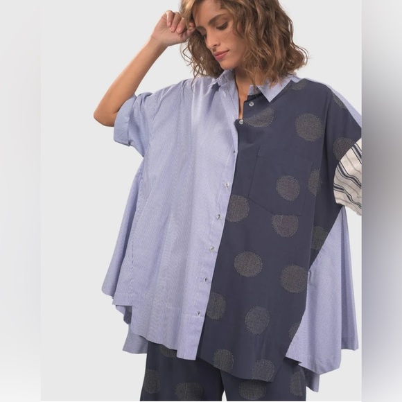 Alembika Tao Trapeze Button-Front Shirt, Navy size S (8-12) - Picture 2 of 16
